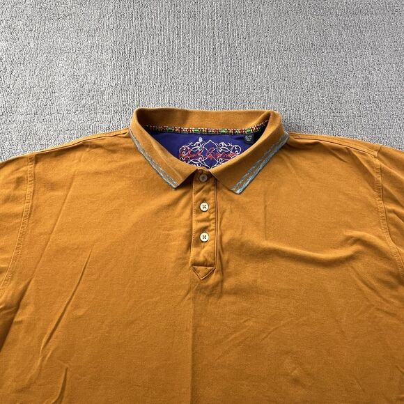 Robert Graham Polo Shirt Adult Extra Large Orange Short Sleeve Casual Men's - Picture 8 of 14